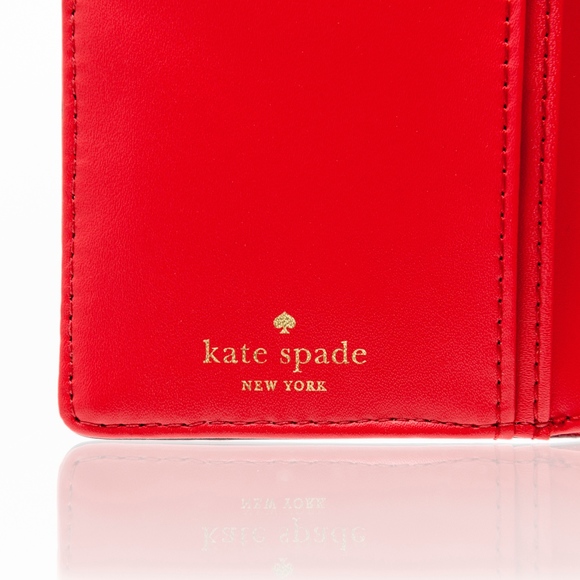 KATE SPADE CALLIE WALLET Leather Cherry Red NWT perfect roomy clutch style - Picture 2 of 5